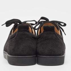 Christian Louboutin Black Suede Louise Spike Low Top Sneakers Size 43 