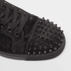 Christian Louboutin Black Suede Louise Spike Low Top Sneakers Size 43 