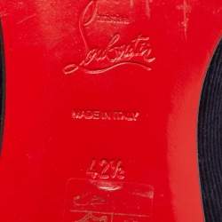 Pre Owned Christian Louboutin Navy Blue Velvet and Leather Tassilo Spike Loafers Size 42.5