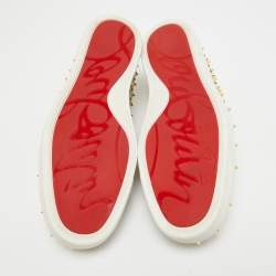 Christian Louboutin Light Green Suede Roller Boat Embellished Slip On Sneakers Size 42.5