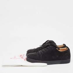 مملوكة مسبقًا Christian Louboutin Black Suede Louis Junior Spikes Sneakers Size 43