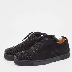 مملوكة مسبقًا Christian Louboutin Black Suede Louis Junior Spikes Sneakers Size 43