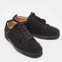 مملوكة مسبقًا Christian Louboutin Black Suede Louis Junior Spikes Sneakers Size 43