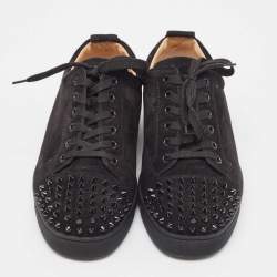 مملوكة مسبقًا Christian Louboutin Black Suede Louis Junior Spikes Sneakers Size 43