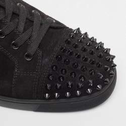 مملوكة مسبقًا Christian Louboutin Black Suede Louis Junior Spikes Sneakers Size 43