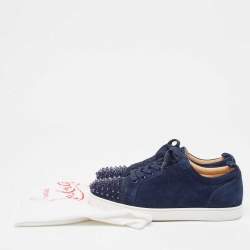 Christian Louboutin Navy Blue Suede Louis Junior Spikes Sneakers Size 43