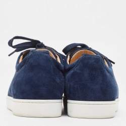 Christian Louboutin Navy Blue Suede Louis Junior Spikes Sneakers Size 43