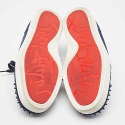 Christian Louboutin Navy Blue Suede Louis Junior Spikes Sneakers Size 43