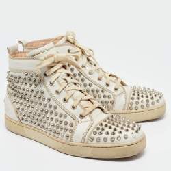 Christian Louboutin White Leather  Pik Pik Louis High Top Sneakers Size 42