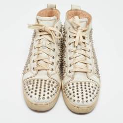 Christian Louboutin White Leather  Pik Pik Louis High Top Sneakers Size 42