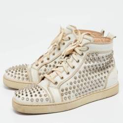 Christian Louboutin White Leather  Pik Pik Louis High Top Sneakers Size 42