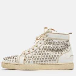 Christian Louboutin White Leather  Pik Pik Louis High Top Sneakers Size 42
