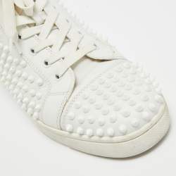 Christian Louboutin White Leather Louis Spikes High Top Sneakers Size 40.5