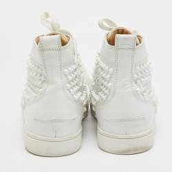 Christian Louboutin White Leather Louis Spikes High Top Sneakers Size 40.5