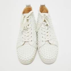 Christian Louboutin White Leather Louis Spikes High Top Sneakers Size 40.5
