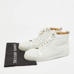 Christian Louboutin White Leather Louis Spikes High Top Sneakers Size 40.5
