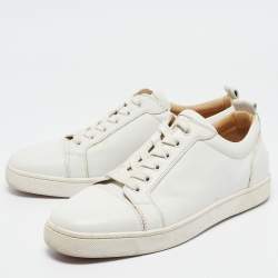 Pre Owned Christian Louboutin White Leather Louis Junior Sneakers Size 43