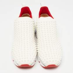 Christian Louboutin White Fabric Spike Slip On Sneakers Size 40