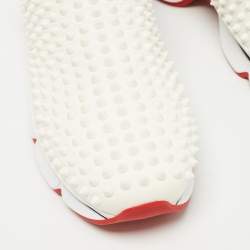 Christian Louboutin White Fabric Spike Slip On Sneakers Size 40