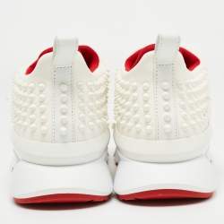 Christian Louboutin White Fabric Spike Slip On Sneakers Size 40