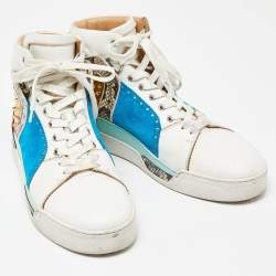 Christian Louboutin Multicolor Suede and Python Leather Loubikick High Top Sneakers Size 44.5