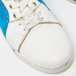 Christian Louboutin Multicolor Suede and Python Leather Loubikick High Top Sneakers Size 44.5