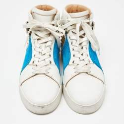 Christian Louboutin Multicolor Suede and Python Leather Loubikick High Top Sneakers Size 44.5