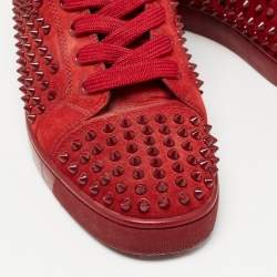Christian Louboutin Red Suede Louis Spikes Sneakers Size 40.5