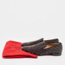 Christian Louboutin Black Suede Dandelion Spike Loafers Size 40