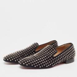 Christian Louboutin Black Suede Dandelion Spike Loafers Size 40