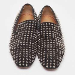 Christian Louboutin Black Suede Dandelion Spike Loafers Size 40