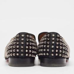 Christian Louboutin Black Suede Dandelion Spike Loafers Size 40