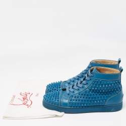 Christian Louboutin Blue Leather Louis Spikes Sneakers Size 41