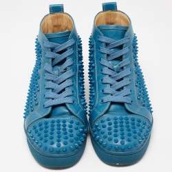 Christian Louboutin Blue Leather Louis Spikes Sneakers Size 41