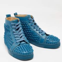 Christian Louboutin Blue Leather Louis Spikes Sneakers Size 41