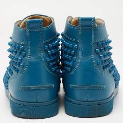 Christian Louboutin Blue Leather Louis Spikes Sneakers Size 41