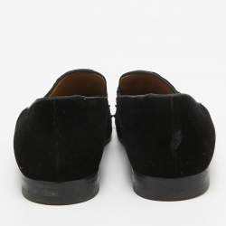 Pre Owned Christian Louboutin Black Velvet Spooky Spikes Smoking Slippers Size 41