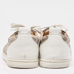 Christian Louboutin Tricolor Snakeskin and Leather Louis Junior Spikes Sneakers Size 41.5