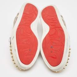 Christian Louboutin Tricolor Snakeskin and Leather Louis Junior Spikes Sneakers Size 41.5