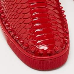 Christian Louboutin Red Python Spike Pik Boat Sneakers Size 42.5
