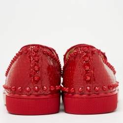 Christian Louboutin Red Python Spike Pik Boat Sneakers Size 42.5