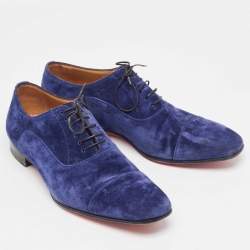 Christian Louboutin Blue Suede Greggo Oxfords Size 42
