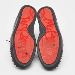 Christian Louboutin Black Leather Lou Spikes High Top Sneakers Size 42