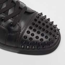 Christian Louboutin Black Leather Lou Spikes High Top Sneakers Size 42