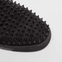Christian Louboutin Black Suede Spike Roller Boat Sneakers Size 40.5