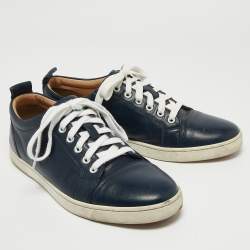 مملوكة مسبقًا Christian Louboutin Navy Blue Leather Louis Junior Sneakers Size 41