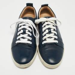 مملوكة مسبقًا Christian Louboutin Navy Blue Leather Louis Junior Sneakers Size 41