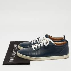 مملوكة مسبقًا Christian Louboutin Navy Blue Leather Louis Junior Sneakers Size 41