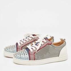 Christian Louboutin Multicolor Patent and Fabric Louis Junior Spikes Sneakers Size 41
