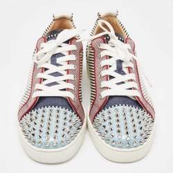 Christian Louboutin Multicolor Patent and Fabric Louis Junior Spikes Sneakers Size 41